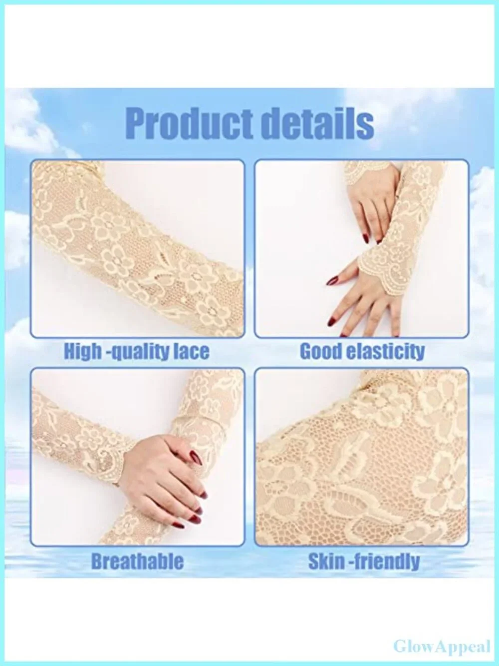 Elegant Lace Arm Sleeves Elbow Length Women's Gloves